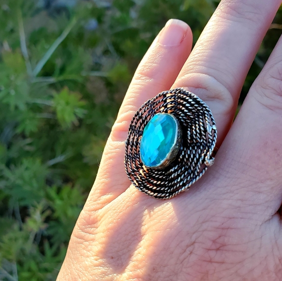 New Mercury Mystic Topaz Silver Spiderweb Ring. - Picture 5 of 16